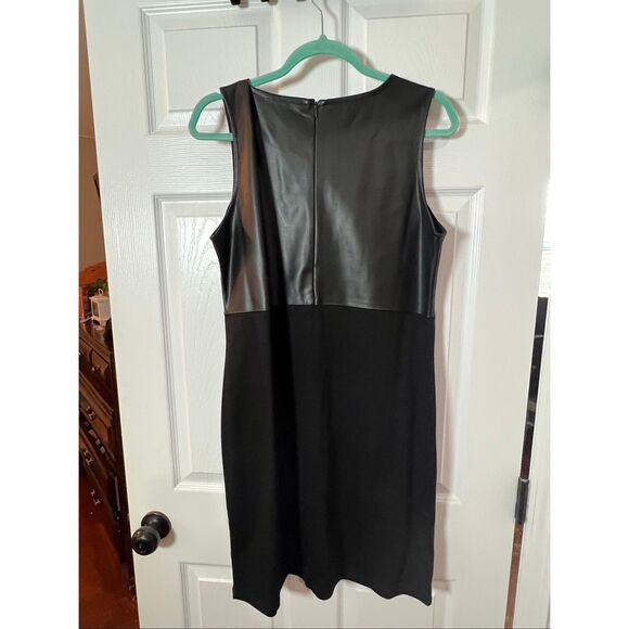 Peach Faux Leather Colorblock Sheath Dress | NWT | Size L - Picture 2 of 4